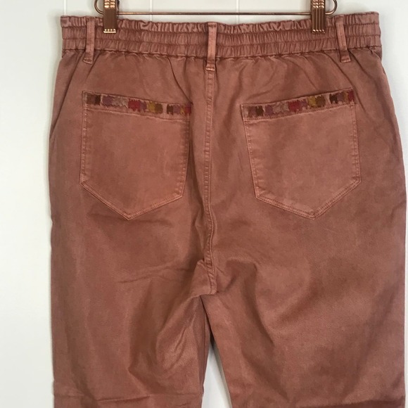 NWT Driftwood Mauve Embroidered Stitch Cuffed Leg Drawstring Khaki Pants SZ XL - Picture 11 of 12
